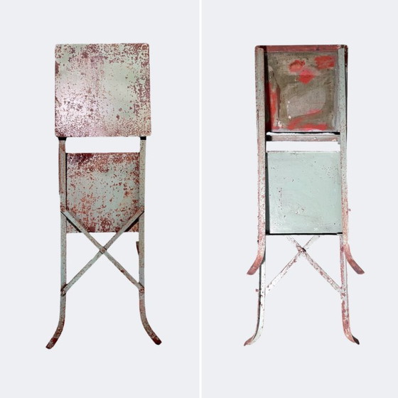 Image 1 of Tavolino pieghevole H. Dutar Paris - Supporto per piante in metallo stile Art Déco francese