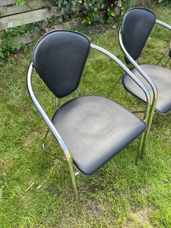 Image 1 of 4 x Moderner Chromstuhl aus Leder