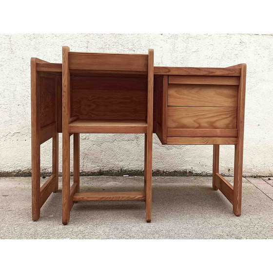 Image 1 of Vintage desk and chair with sled legs, 1970