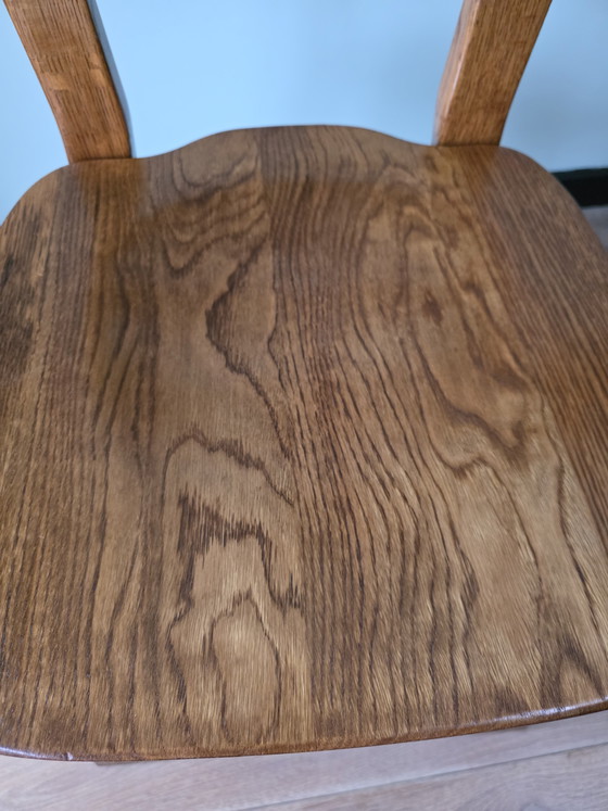 Image 1 of Massief eiken brutalist stoelen – set van 4