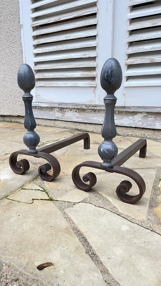 Image 1 of Paire de CHENETS Géométriques VINTAGE