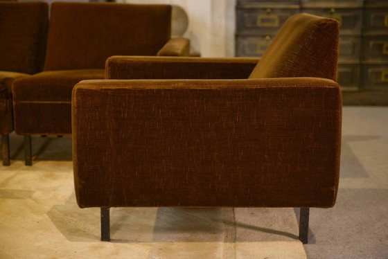 Set divano e 2 poltrone in velluto marrone degli anni '60. – Set da salotto, Design (photo 12 of 17)