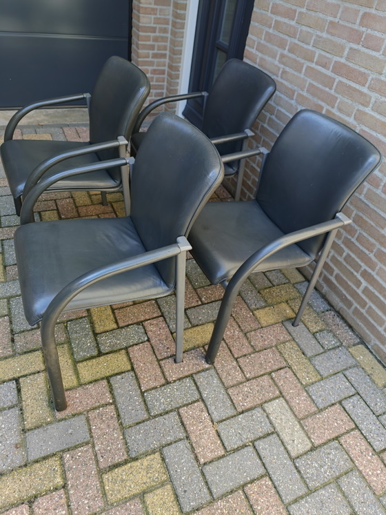 4 Leolux Cimaronne Sedie da pranzo in pelle grigia – Leather, Metal (photo 11 of 14)