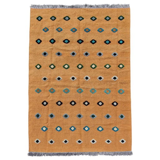 Handgewebter und handgeknüpfter Reliefteppich | Wolle | Moderner Strukturteppich | 132 × 187 cm (52 ​​× 74 Zoll)