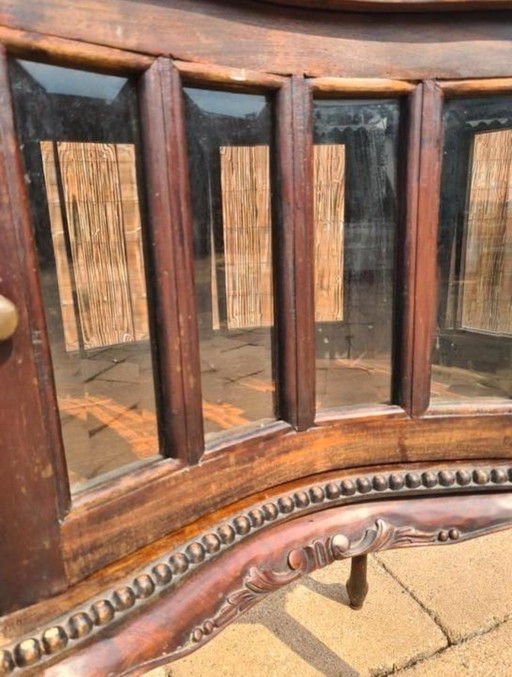 Antique english tea cabinet with faceted glass