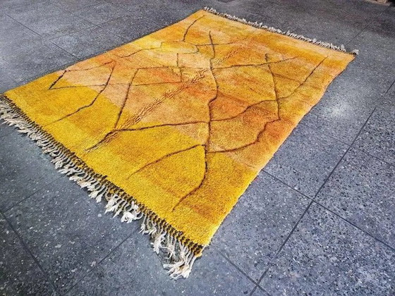 Grande tappeto berbero marocchino 300 × 200 cm – giallo ocra, motivo geometrico – Tappeti, Lana, Cotone (photo 5 of 9)