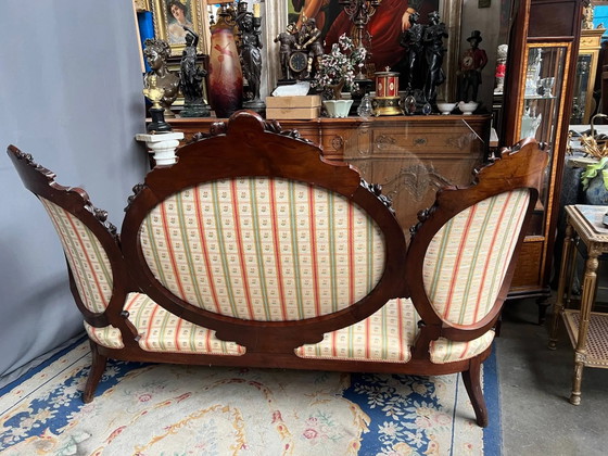 Antikes Barock-Kanapee. Mahagoni, geschnitzt., 3-5 Sitzer Sofas, Braun, Barok (Foto 6 von 7)