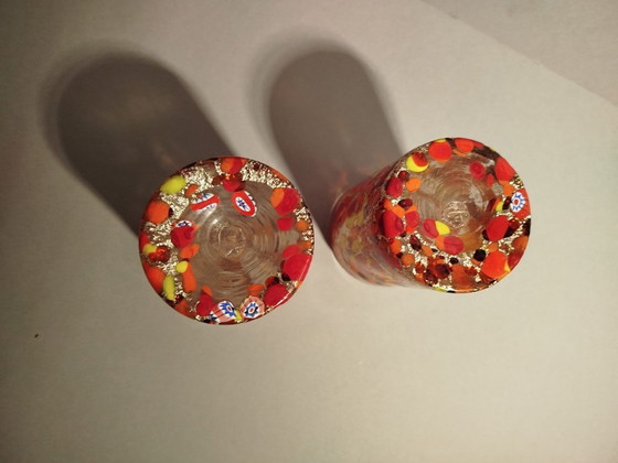 Image 1 of 2 bicchieri di Vetro di Murano con Murrrine ed oro 250 ml.