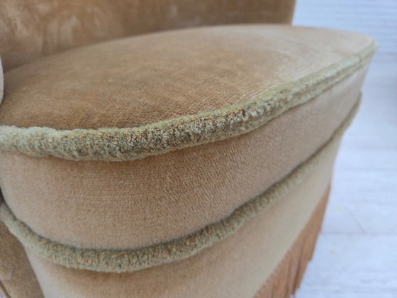 Image 1 of 1970s, Danish armchair, original light green furniture velour.