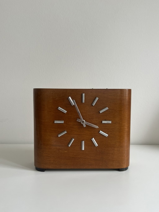 Zeldzame jaren 40 Art Deco Deense Opwindklok en Spaarpot