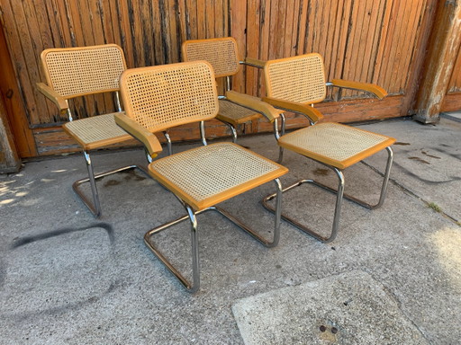 Mid Century Cantilever Stoelen Set van 4 / Marcel Breuer B64 Italiaanse Fauteuils / Made in Italy