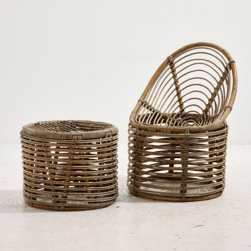 MK10875 Juego de ratán y bambú, juego de 2