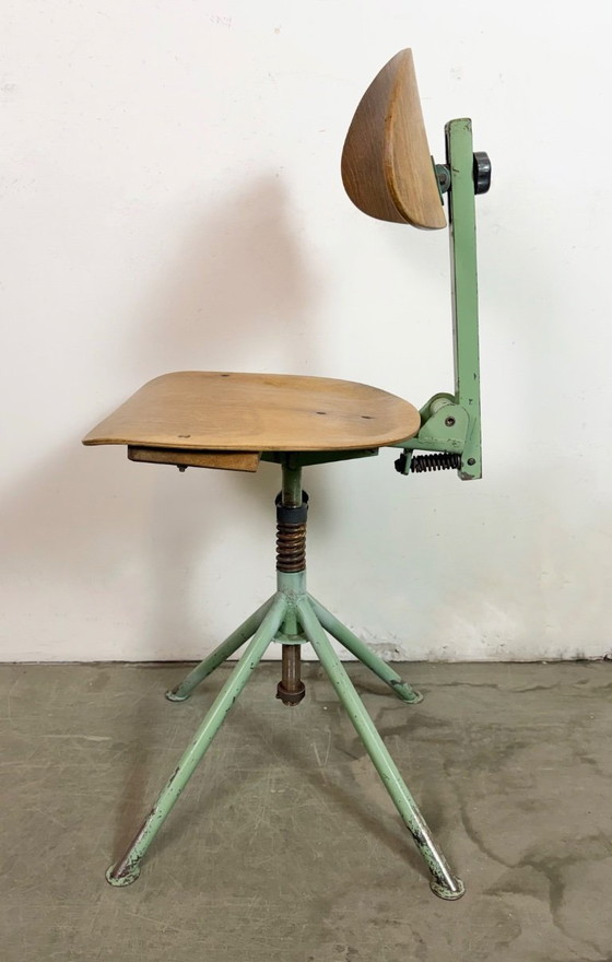 Image 1 of Green Industrial Workshop Chair, 1950s