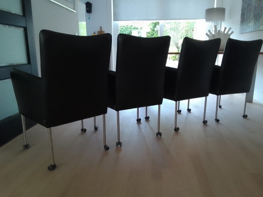 Set Van 4 Leren Stoelen Van Jess, Zwart, 250 Euro
