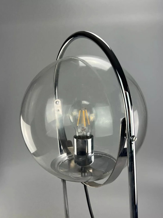 Image 1 of 60er 70er Jahre Kugellampe Lampe Leuchte Tischlampe Space Age Design Glas Metall