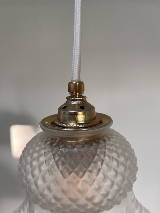 Vintage Glazen Hanglamp Met Messing Fitting – Hanglampen, Glass (photo 5 of 6)
