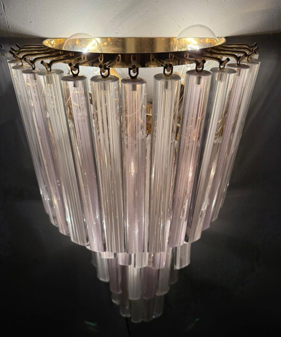 Image 1 of Lampada da parete/applique a cascata di metà secolo di Paulo Venini, vetro di Murano, Italia, anni '70