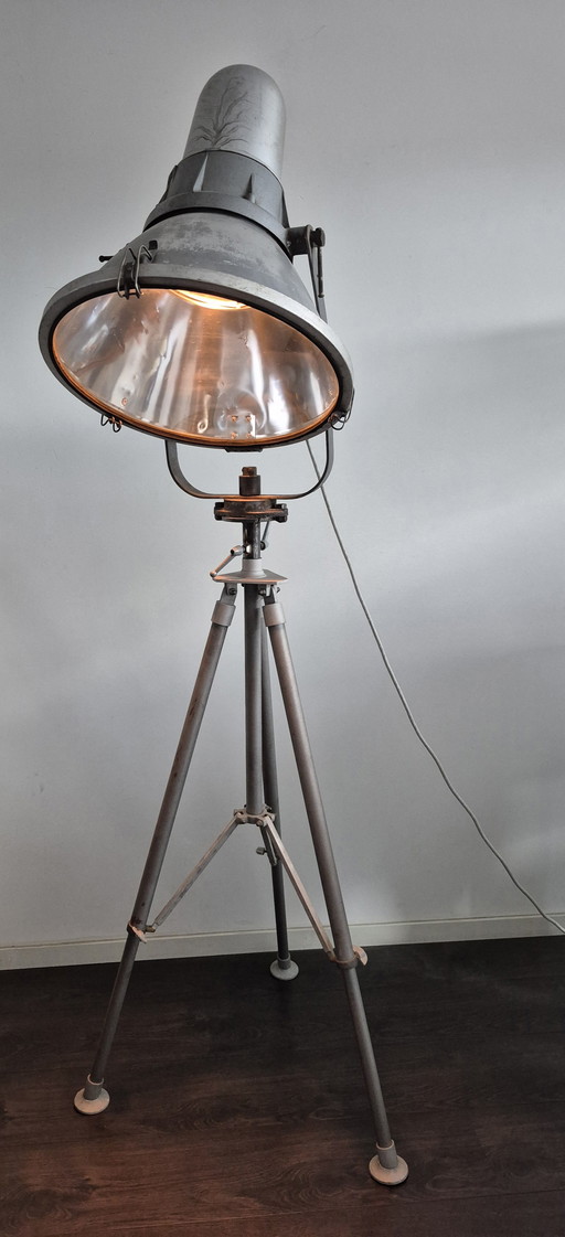 Industrial factory lamp on tripod