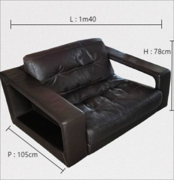 Image 1 of Set da soggiorno (divano + poltrone) in pelle di design – Steiner Paris – base in alluminio – anni '70/'80