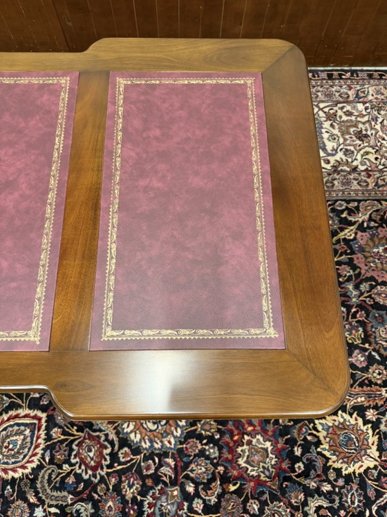 Classic English Desk Partnerdesk Red Leather – Wood (photo 18 of 19)