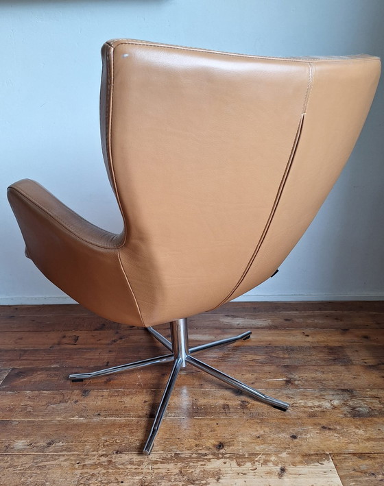Image 1 of Swedish design brown leather swivel chair by Conform