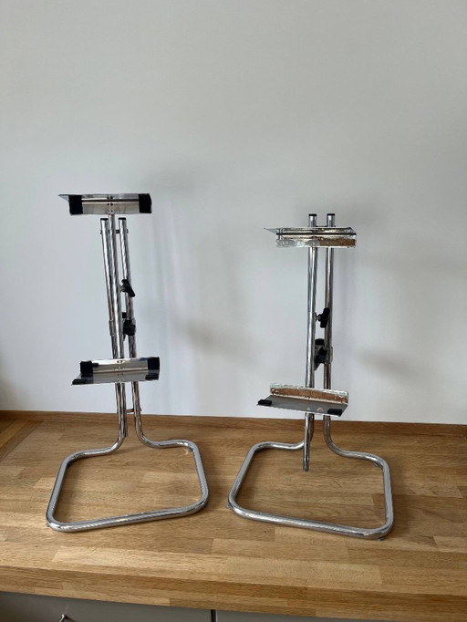Vintage Maja West Germany Chrome Tubular Adjustable Speaker Stands