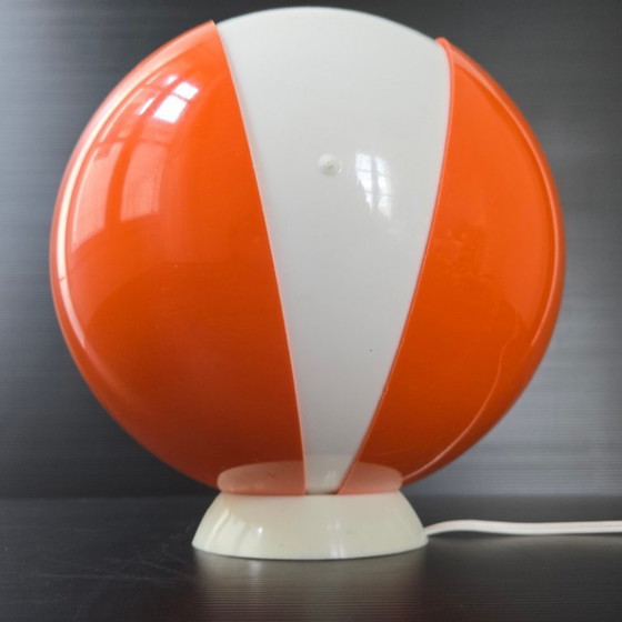 Image 1 of PAIRE DE LAMPES VINTAGE 1960 SPACE AGE PLASTIQUE ORANGE & BLANC 60S ANNEES 60