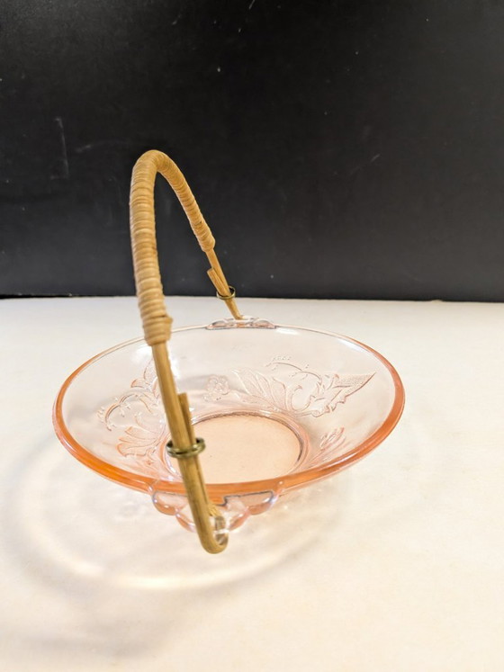 Image 1 of vintage rose glas schaaltje met oren