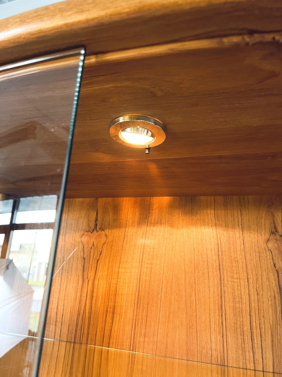 Image 1 of Vintage illuminated teak Danish display cabinet '80s