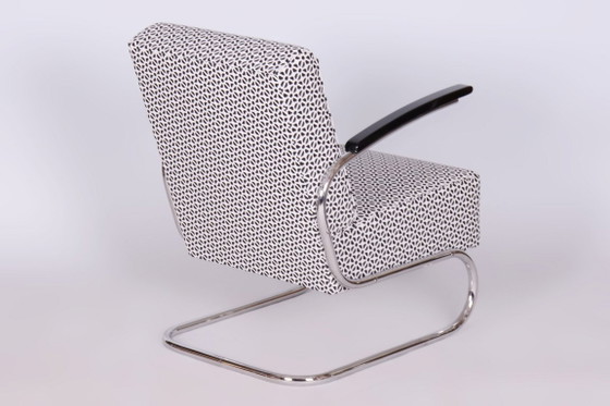 Restored Bauhaus Armchair, By W. Gispen For Mücke-Melder, Chrome, Czech, 1930s – W.H. Gispen, Metal, Textile (photo 7 of 12)