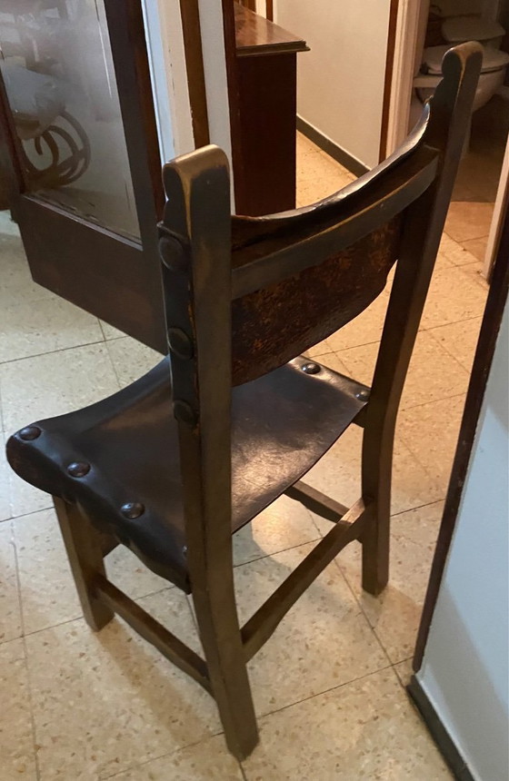 Image 1 of 12 Castilian chairs made of wood and leather