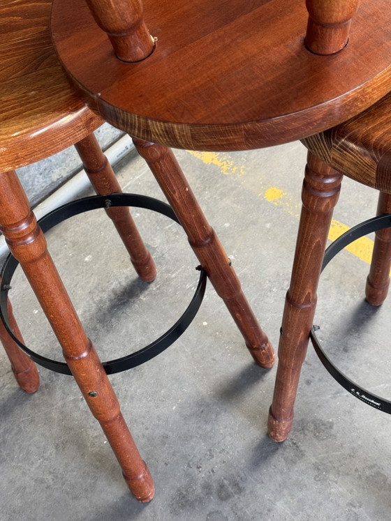 Image 1 of Trio of Wooden Bar Stools