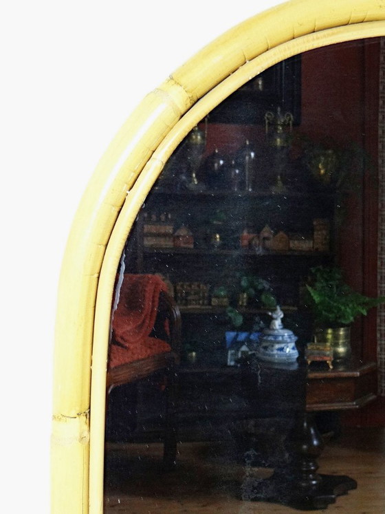 Image 1 of Large Italian bamboo arch wall mirror, Riviera style, 1950s-60s