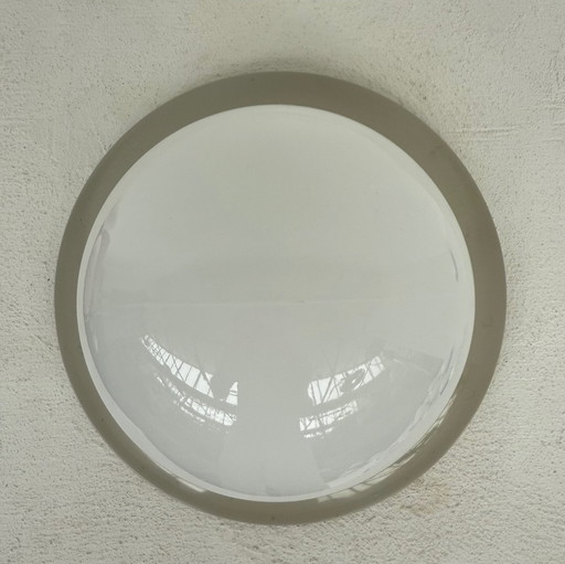 Ceiling/wall lamp round light gray plastic 60s/70s