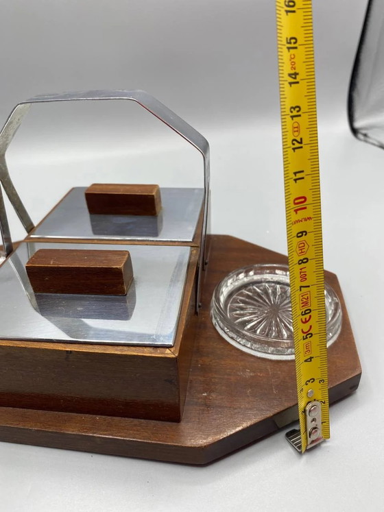 Art Deco Desk Set, Wood, Chromed Metal and Pressed Glass – Decorative Objects (photo 7 of 7)