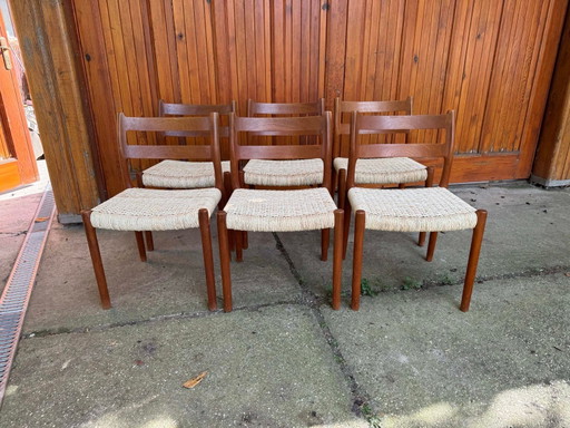Mid-Century Danish Chairs Model 84 by Niels O. Møller for J.L. Møllers, 1960s, Set of 6