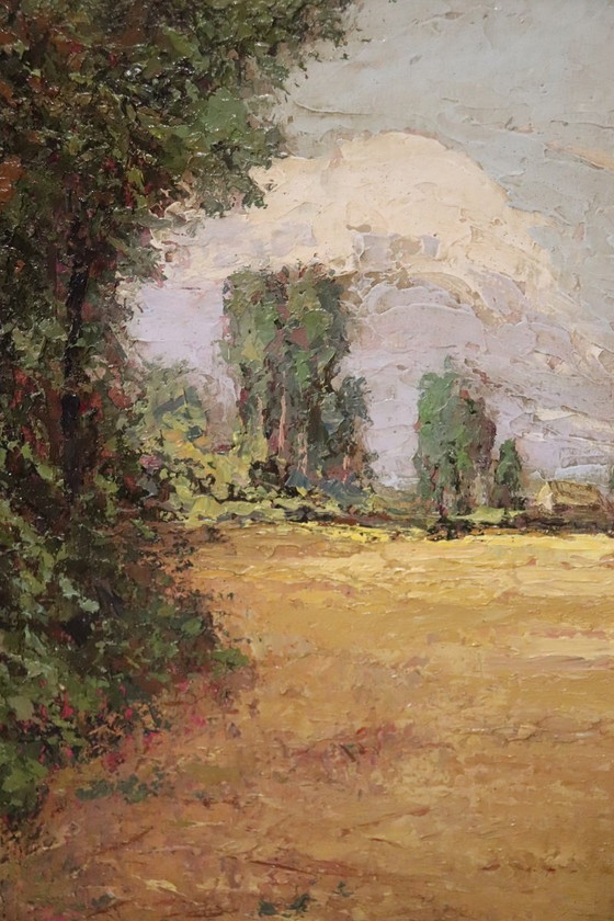 Image 1 of Campagne italienne, peinture à l'huile du 20e siècle, signée