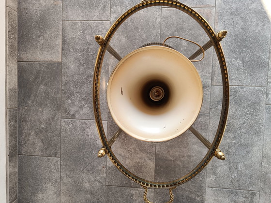 Image 1 of Lampada da tavolo vintage in rame con paralume a tromba, Italia, anni '50-'60