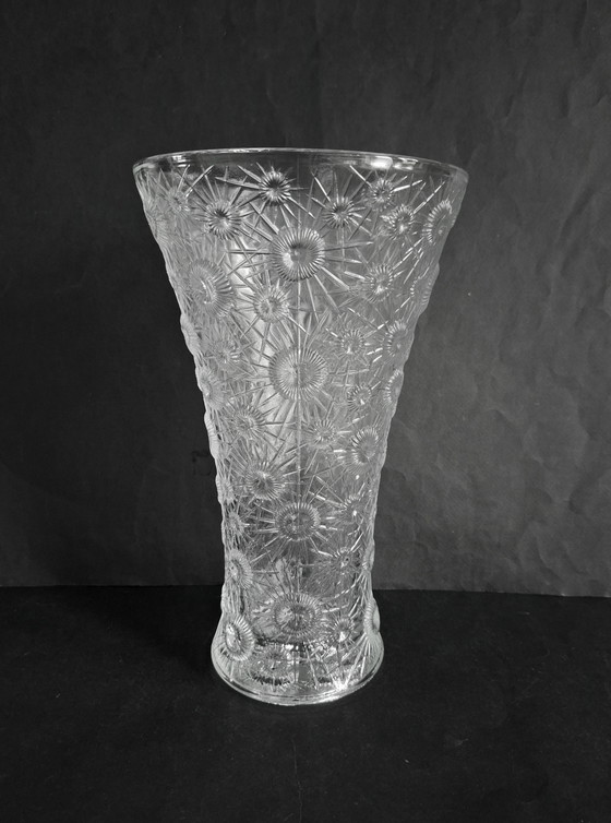 Image 1 of Jiŕi Ŕepásek Slo Union hoge kristallen Space Age design vaas. Type Atomic Starburst 1970.