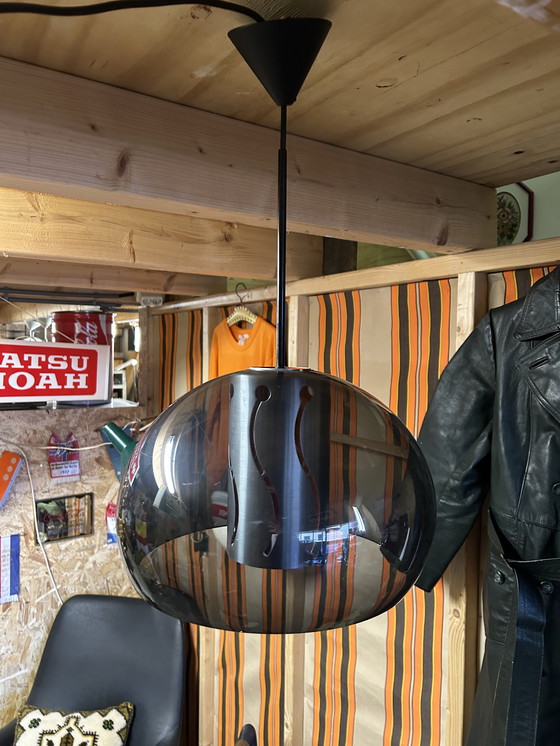 Image 1 of Lampada a sospensione vintage anni '70, stile spaziale, grigio-arancio