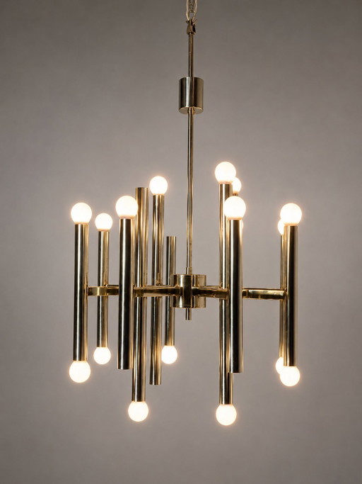 Vintage Sciolari Chrome Chandelier – 1970s – kroonluchters