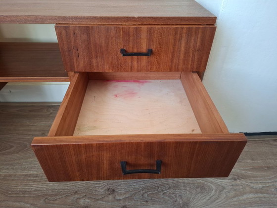 Simpla Lux Mid-Century Lowboard/Kindersekretär/Schminktisch. – Sideboard, Holz, Eisen (photo 4 of 11)