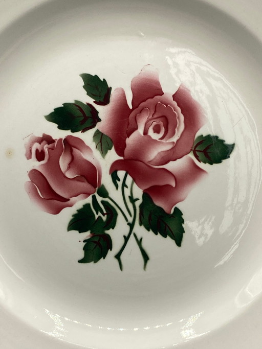 Grande piatto fondo antico Sarreguemines, motivo floreale Saverne Old Rose – decoratieve objecten (photo 2 of 4)