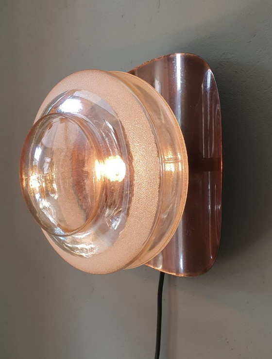 Image 1 of Lampada da parete vintage in rame e vetro - Jugoslavia - Metà secolo