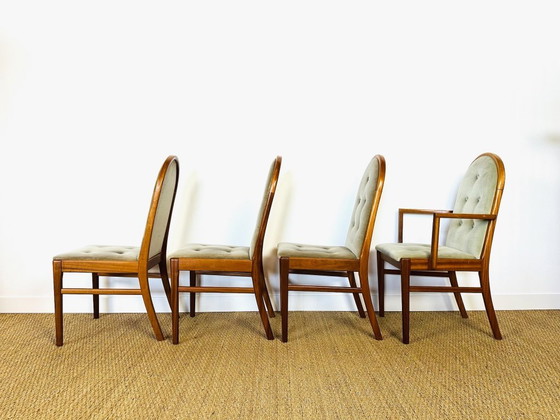 Image 1 of Set di 4 sedie da pranzo vintage in noce e velluto verde di G-Plan, 1970