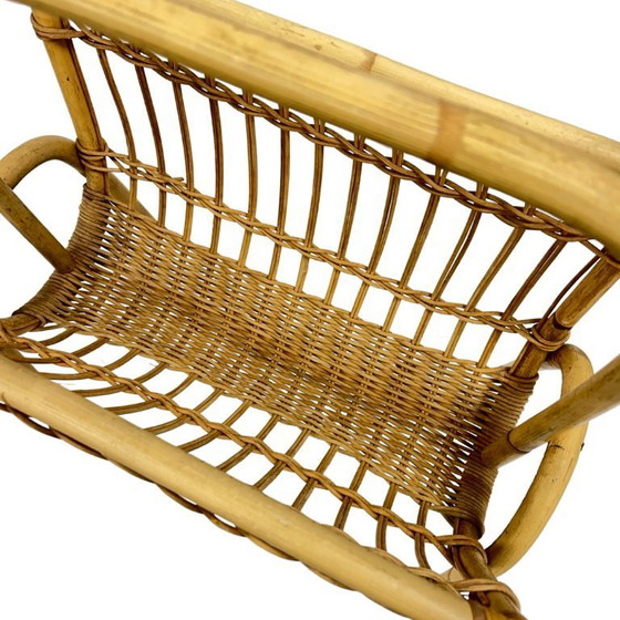 Image 1 of Vintage Wicker Newspaper Rack, Boho/PRL, Franco Albini Style, Italy 1970s