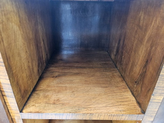 Image 1 of Art Deco dressoir van walnoot en wortelhout met aluminium onderstel, 1940