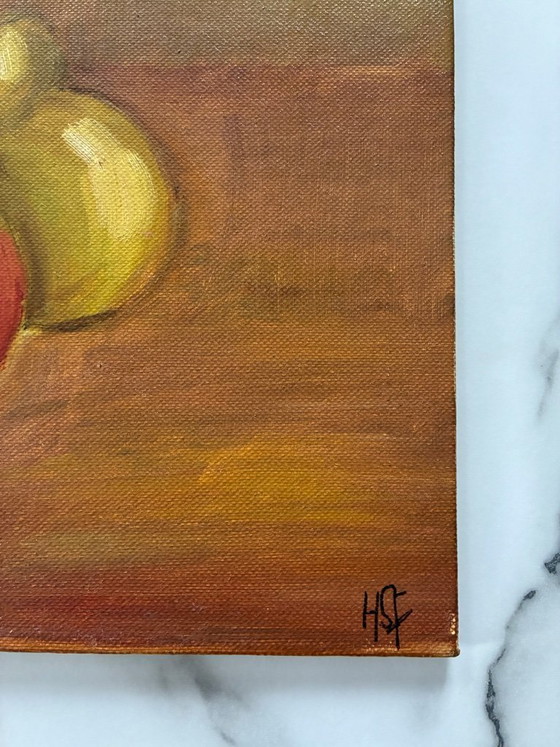 Image 1 of Antique still life painting, oil on cardboard and canvas