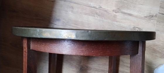 Image 1 of Antique side table with copper top