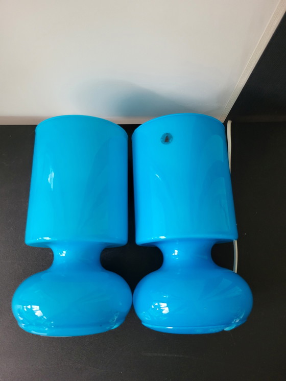 Image 1 of 2 lampes bleues Ikea Lykta vintage.